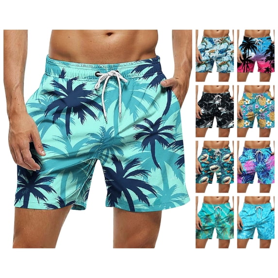 Einccm Men's Quick Dry Swim Trunks with Mesh Lining, Elastic Waist, 2 in 1 Beach Shorts for Swimming & Gym, Lightweight Bathing Suits