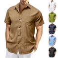 thumbnail image 1 of Einccm Men's Short Sleeve Button Up Shirt, Casual Solid Color Lapel Pocket Shirt, Breathable Lightweight Polyester Top for Daily Wear, Work, Outdoor, Relaxed Fit Classic Design, 1 of 7
