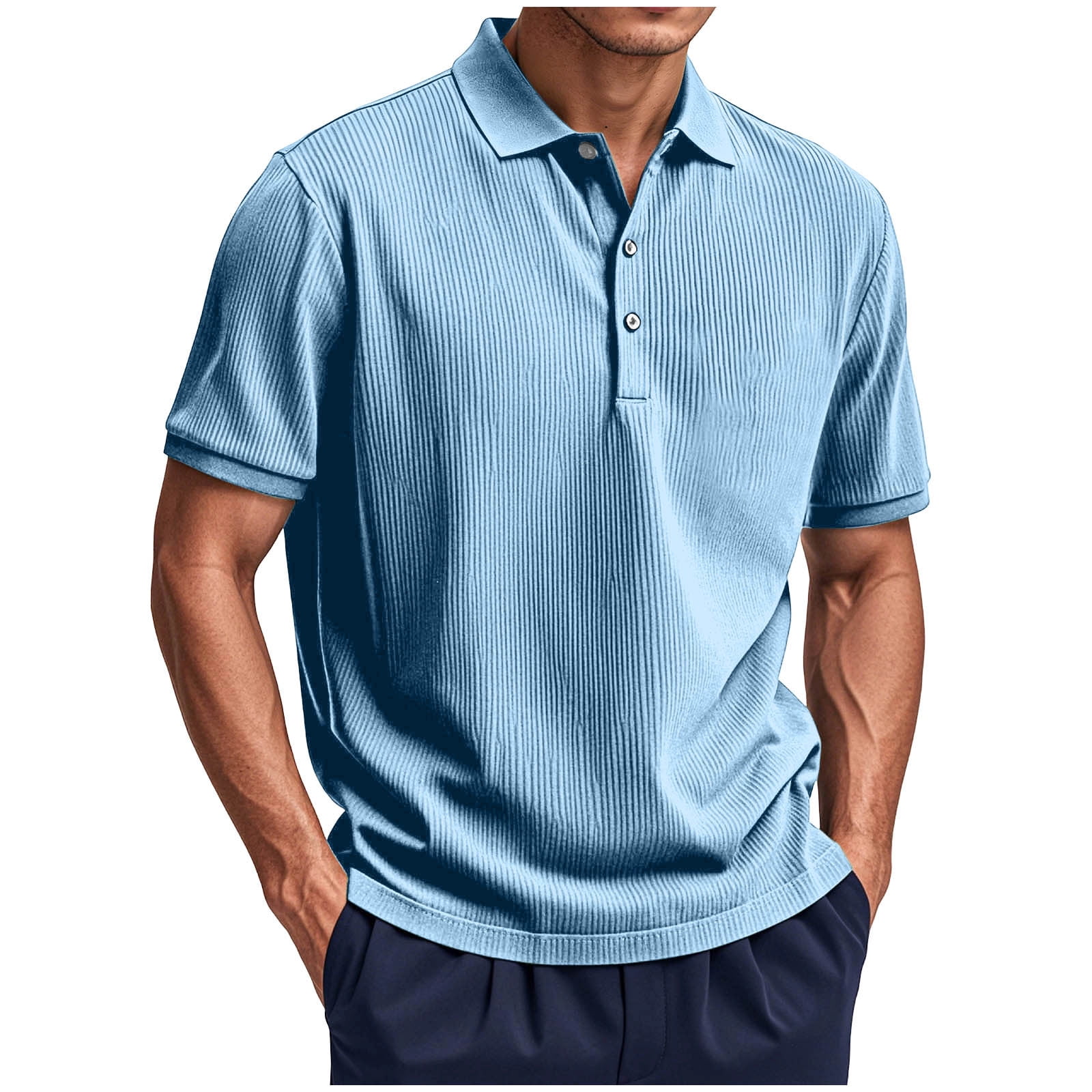 Einccm Men's Short Sleeve Button-Up Casual Shirt, Solid Color Turn-Down ...