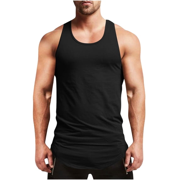 Einccm Men's Workout Tank Top Sleeveless Muscle Shirt, Breathable Quick Dry Gym Training Fitness Tank, Vintage Solid Color Casual Athletic Undershirt for Gym Workout Running Summer Casual Wear
