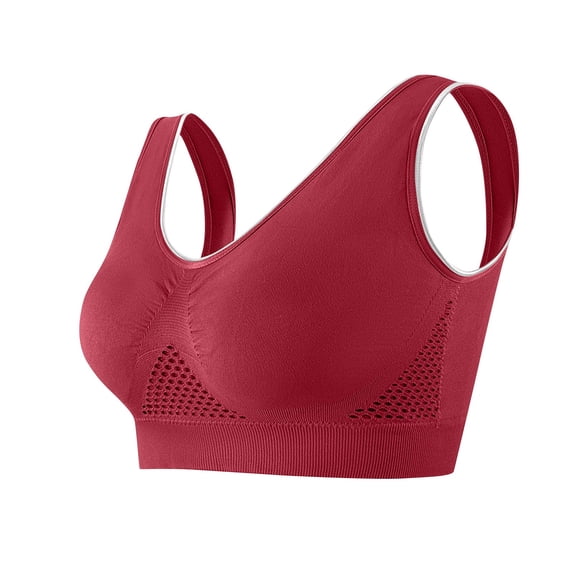 Einccm Plus Size Front Closure Wireless Bra Seamless Comfort Bralette for Middle Aged and Elderly Women, Breathable Yoga Sports Bra with High Coverage, Nylon Four Season Everyday Wear