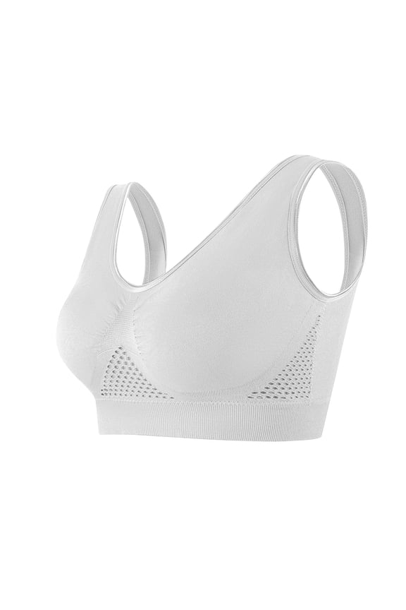 Plus Size Front Closure Wireless Bra Seamless Comfort Bralette for Middle Aged and Elderly Women, Breathable Yoga Sports Bra with High Coverage, Nylon Four Season Everyday Wear
