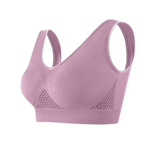 Einccm Plus Size Front Closure Wireless Bra Seamless Comfort Bralette for Middle Aged and Elderly Women, Breathable Yoga Sports Bra with High Coverage, Nylon Four Season Everyday Wear