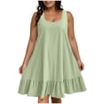 thumbnail image 1 of Einccm Plus Size Sleeveless Round Neck Casual A-Line Dress with Ruffle Hem and Flowy Fit for Summer Spring Vacation Work and Everyday Wear, 1 of 7