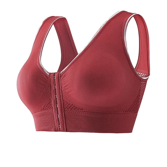 Einccm Seamless Wireless Front Buckle Sports Bra with Removable Pads for Women, Comfortable Breathable Yoga and Everyday Wear