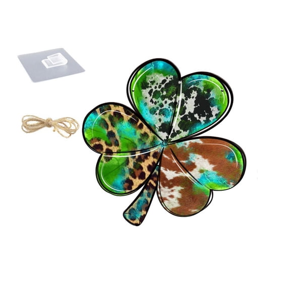 Einccm St. Patrick's Day Wooden Shamrock Plaque - Colorful Door and Wall Decoration with Lucky Charm, Durable Design Includes No-Trace Hooks and 60cm Rope for Home, Office, Garden Decor