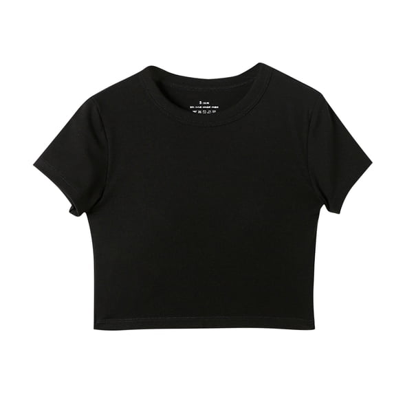 Einccm Teen Girls Short Sleeve T-Shirt with Built-in Bra, Fitted Round Neck Top in Soft Breathable Fabric for Casual School Outdoor Wear, Ages 14-19, 6 Solid Colors
