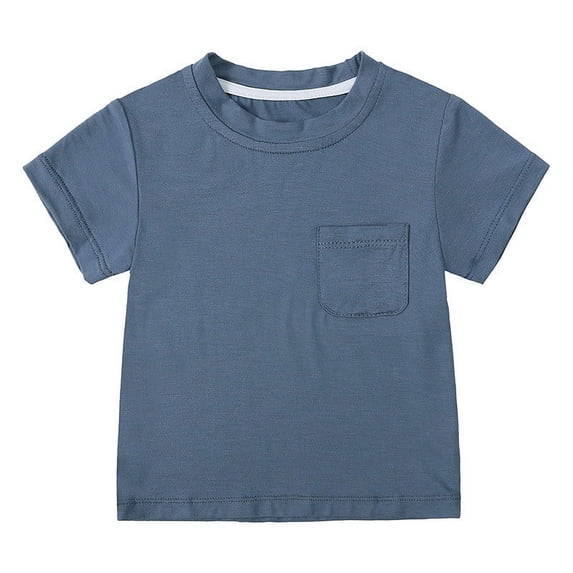 Einccm Toddler Short Sleeve Pocket Tee - Cute Solid Color Round-Neck Casual Top for Boys and Girls 3 Months-3 Years, Soft Breathable Cozy Fit, Loose Everyday School Play Outfit, 5 Colors