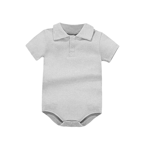 Einccm Unisex Baby Romper, 100% Soft Cotton Short Sleeve Bodysuit, Stylish Turndown Collar Summer One-Piece Clothes for Toddlers and Infants 0-24 Months