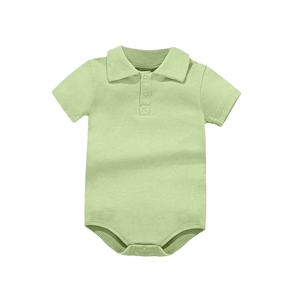 Einccm Unisex Baby Romper, 100% Soft Cotton Short Sleeve Bodysuit, Stylish Turndown Collar Summer One-Piece Clothes for Toddlers and Infants 0-24 Months
