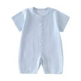 thumbnail image 1 of Einccm Unisex Baby Short Sleeve Ribbed Romper - Soft Breathable Cotton Blend Summer Jumpsuit - Full Snap Front Bodysuit for borns and Infants 0-24 Months, 1 of 3