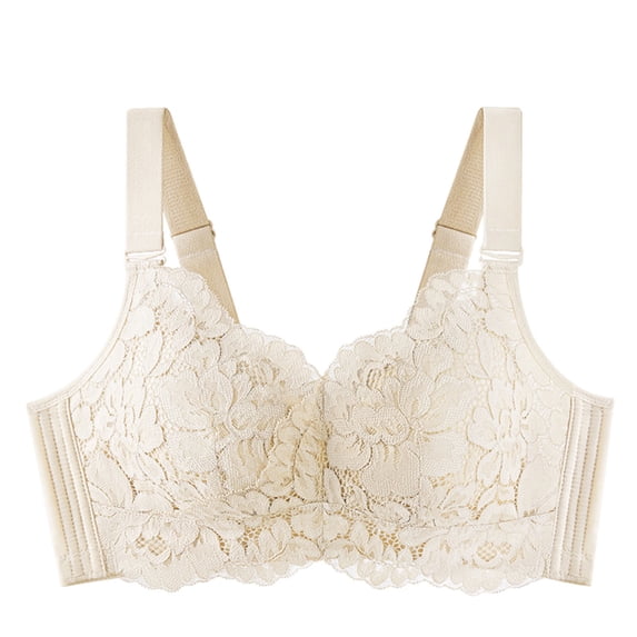 Einccm Women Wireless Lace Bra Comfortable Breathable Hollow Out Everyday Bralette Soft Support Charming Design for Daily Wear
