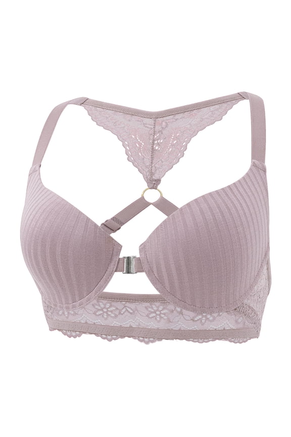 Women's Backless Seamless Push-Up Bra for Women, Front Closure, Mesh and Polyurethane Splicing, Hollow Out Design, Everyday Lingerie, Fashion and Comfortable Home Wear