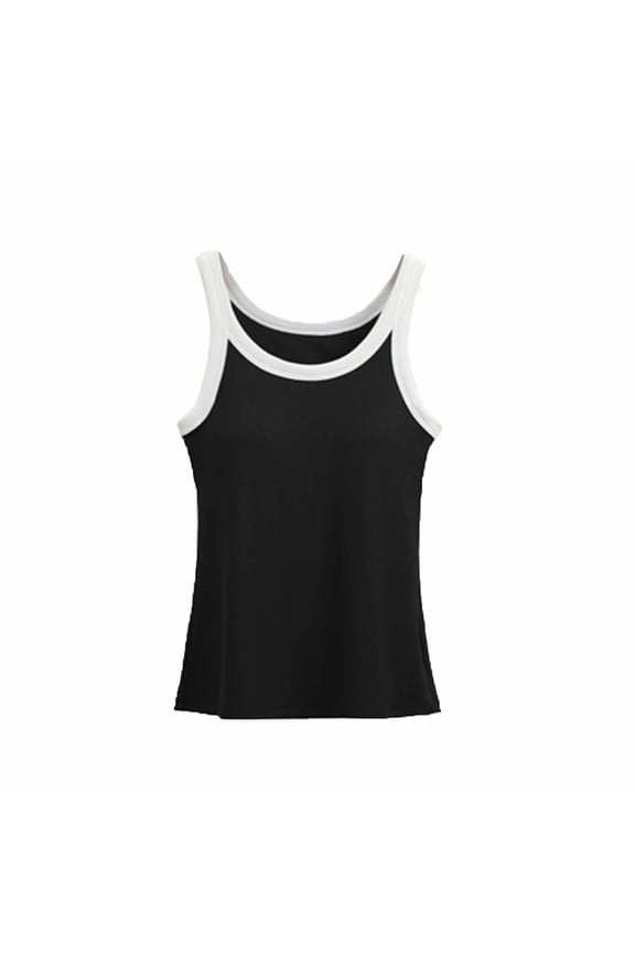 Women's Built-in Bra Tank Top with Padded Support, Seamless Slimming Camisole for Everyday Wear, Solid Color V-Neck Fitted Cami Shirt, Casual Comfort Polyester Top