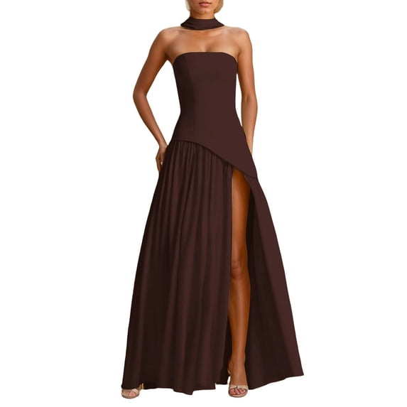 Einccm Women's Casual Strapless Bodycon Maxi Dress with One-Shoulder Design for Summer, Party, Beach Vacation, and Date Night, Flowy and Comfortable Sleeveless Dress