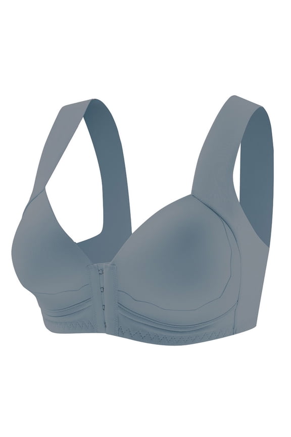 Women's Front Closure Seamless Bra,Wirefree Comfort Bras for Everyday Wear,Adjustable Full Coverage Underwire-Free Design for Plus Size,Soft Nylon Spandex Material