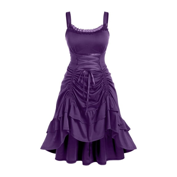 Einccm Women's Halloween Cold Shoulder Maxi Dress Sleeveless V Neck Plus Size Dress with Lace-Up Detail for Party, Casual, and Daily Wear, Flowy and Comfortable for Spring and Summer