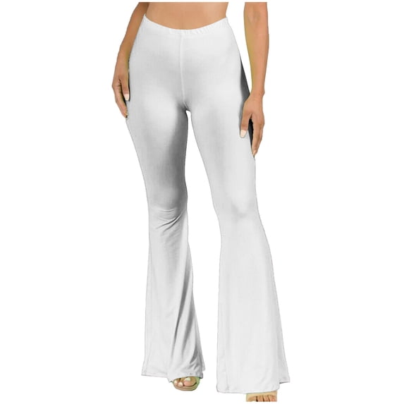 Einccm Women's High Waist Flared Pants Boho Hippie Wide Leg Bell Bottom Yoga Leggings Casual Lounge Vacation Style Stretch Long Pants