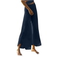 thumbnail image 1 of Einccm Women's High Waisted Wide Leg Chiffon Pants - Loose Fit Yoga Cropped Trousers Casual Summer Thin Breathable Vacation Wear, 1 of 8
