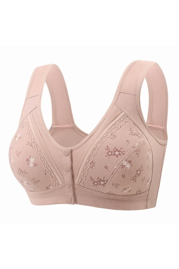 Women's Non Magnetic Non Steel Ring Bra for Women, Gathered Thin Cup, Adjustable Lace, Comfortable Everyday Underwear