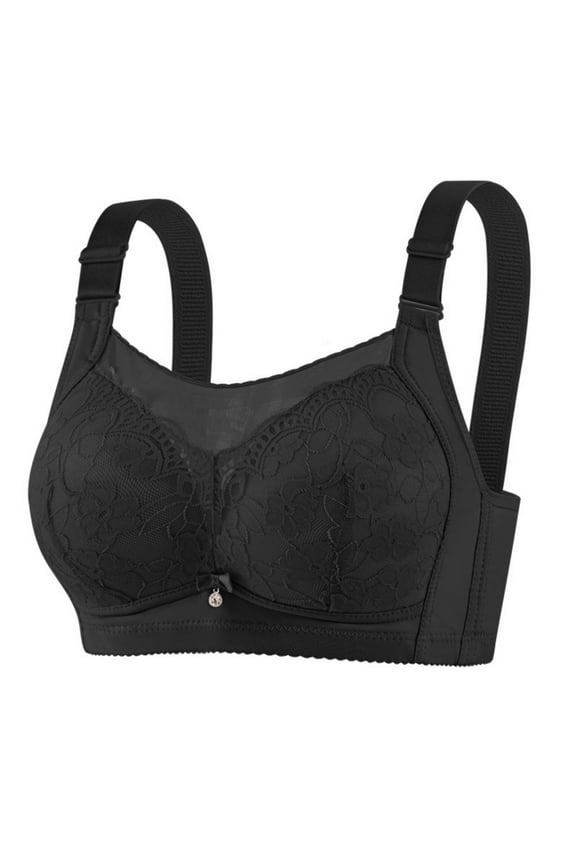 Women's Non-Wired Lace Bralette, Comfortable Wireless Bralette with Supportive Wide Shoulder Straps, Soft Charming Underwear for Daily Wear