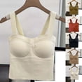 thumbnail image 1 of Einccm Women's Padded Built-in Bra Winter Sleeveless Round Neck Comfy Solid Tank Top Ribbed Knit Cami Essential Undershirt Fitted Casual Layering for Fall Winter Fashion, 1 of 6