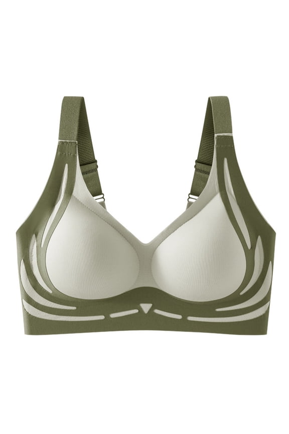 Women's Seamless Contrast Sponge Bra, Soft Support, Comfortable Breathable Fixed Cup Underwear for Daily Wear