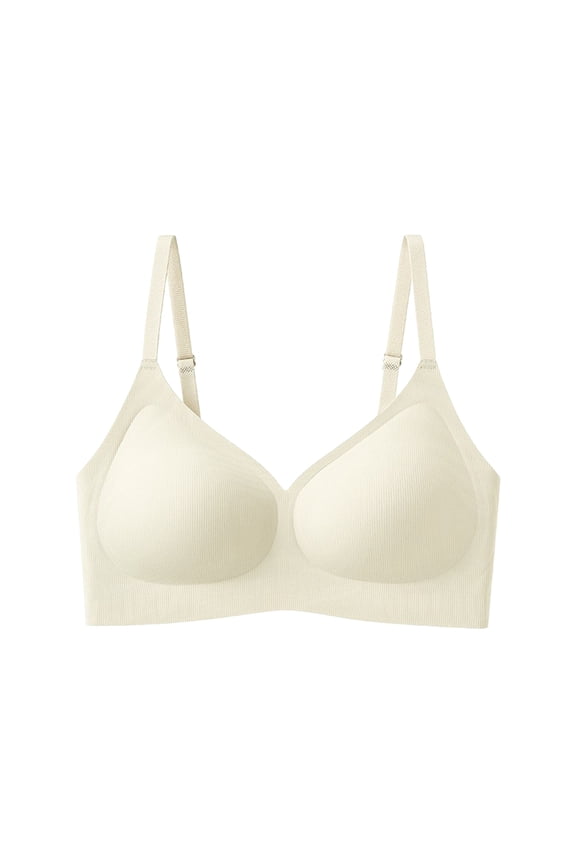 Women's Seamless Wireless Bra with Removable Pads, Solid Color Supportive Sling Design, Soft Polyester Fabric, Comfortable Everyday Bra for Daily Wear