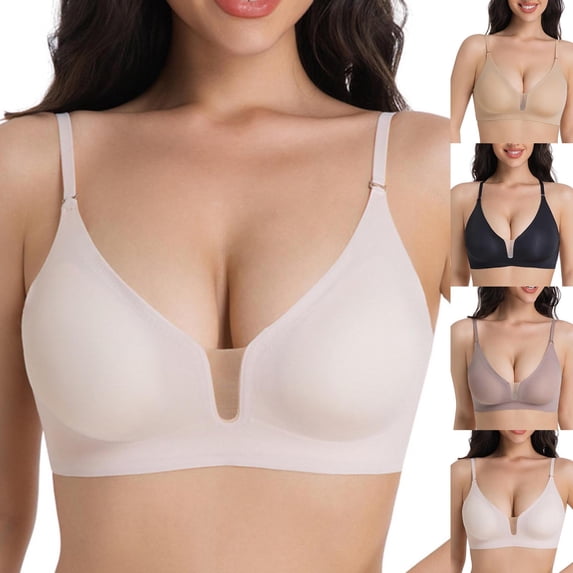 Einccm Women’s Seamless Wireless Bra for Everyday Wear, Removable Pads Push Up Comfort Bra, Soft Polyester No Wire Underwear for Home and Daily Use