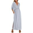 thumbnail image 1 of Einccm Women's Sleeveless V Neck Maxi Dress with High Waist and Split Hem Flowy Design for Summer Casual Wear, Beach Vacation, Parties and Daily Outfits, 1 of 8