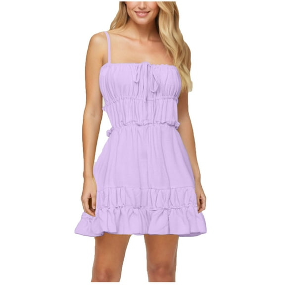 Einccm Women's Summer Casual Sleeveless Backless High Waist Mini Dress for Party Beach Vacation and Daily Wear