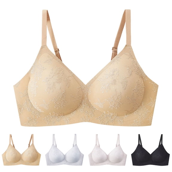 Einccm Women's Thin Comfortable Breathable Soft-supported Sag-proof Seamless Wireless Bra for Daily Wear