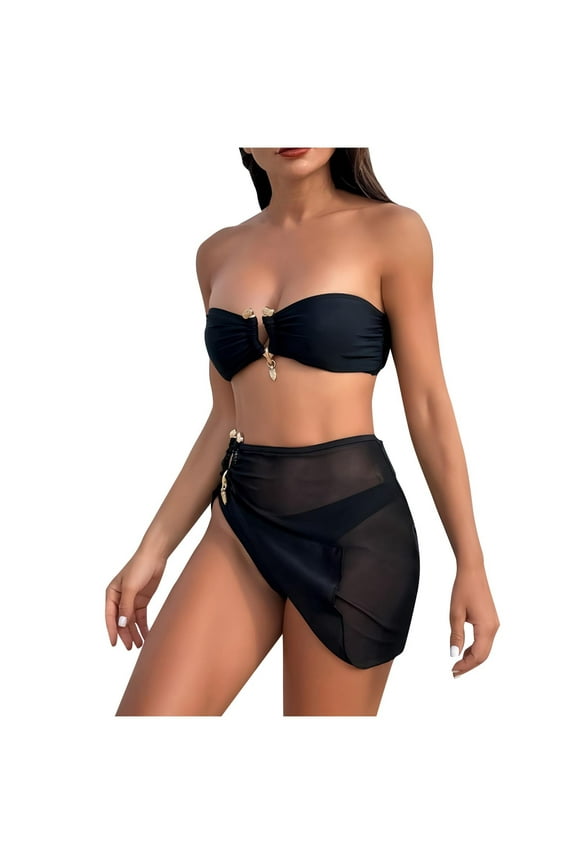 Women's Two Piece Bikini Set High Waisted Triangle Top Tummy Flattering Swimwear for Beach Pool Summer with Soft Stretch Fabric