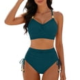 thumbnail image 1 of Einccm Women's Two Piece Swimsuit High Waisted Tie Front Bikini Retro Style with Adjustable Straps for Beach Pool Party, 1 of 6