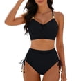 thumbnail image 1 of Einccm Women's Two Piece Swimsuit High Waisted Tie Front Bikini Retro Style with Adjustable Straps for Beach Pool Party, 1 of 6