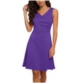 thumbnail image 1 of Einccm Women's V Neck Sleeveless Ruched Mini Dress with Adjustable Side Drawstring and Soft Stretch Fabric for Casual Summer, Date Night, Weekend Wear, 1 of 7