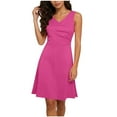 thumbnail image 1 of Einccm Women's V Neck Sleeveless Ruched Mini Dress with Adjustable Side Drawstring and Soft Stretch Fabric for Casual Summer, Date Night, Weekend Wear, 1 of 7