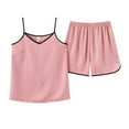 thumbnail image 1 of Einccm Women's V-Neck Suspender Pajamas Set, Solid Color Sleepwear Lingerie, Soft Stretch Fabric for Comfortable Home Loungewear, Valentine's Day or Honeymoon Nightwear, 1 of 5
