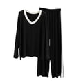 thumbnail image 1 of Einccm Women's Winter Thick Warm Pajama Set, Soft Knit Long-Sleeve V-Neck Loungewear, Cozy 2-Piece Sleepwear for Home Relaxing & Daily Comfort, 1 of 5