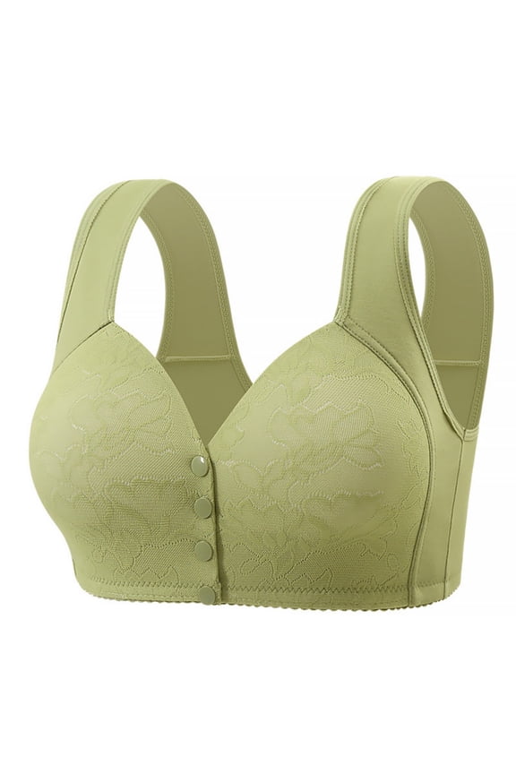 Women's Wireless Front Buckle Lace Bra for Daily Wear, Breathable, Thin and Comfortable, Soft Polyester Material, Supportive and Seductive Design