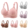 thumbnail image 1 of Einccm Women's Wireless Lace Bra Comfortable Breathable Gathered Adjustable Everyday Lingerie Soft Nylon Fabric Hollow Out Design 1PC Underwear for Casual Wear, 1 of 4