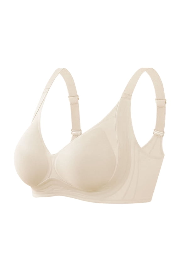 Womens Seamless Wireless Bra with Removable Pads, Sling Design Push Up Support, Soft Polyester Comfort for Everyday Wear