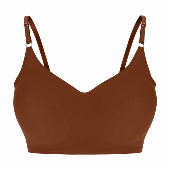 Einccm Womens Seamless Wireless Sports Bra for Large Bust, Wide Shoulder Straps Back Support Minimizing Design, Soft Breathable Fabric for Yoga Workout and Everyday Wear