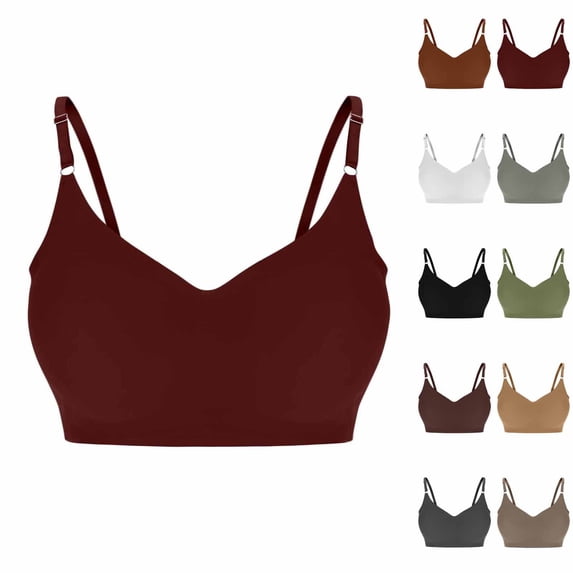 Einccm Womens Seamless Wireless Sports Bra for Large Bust, Wide Shoulder Straps Back Support Minimizing Design, Soft Breathable Fabric for Yoga Workout and Everyday Wear