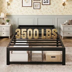 Einfach 14" Twin Bed Frame, Metal Platform Bed with Ample Under-Bed Storage Space, Upgraded Frame Structure, 3500 LBS Capacity, Black