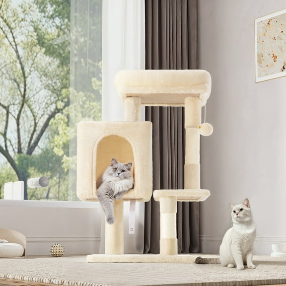 Einfach 29" Cat Tree Tower with Plush Perch Condo House for Indoor Cats & Scratching Post, Beige