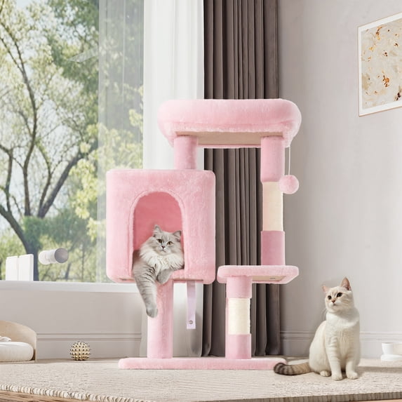 Einfach 29" Cat Tree Tower with Plush Perch Condo House for Indoor Cats & Scratching Post, Pink