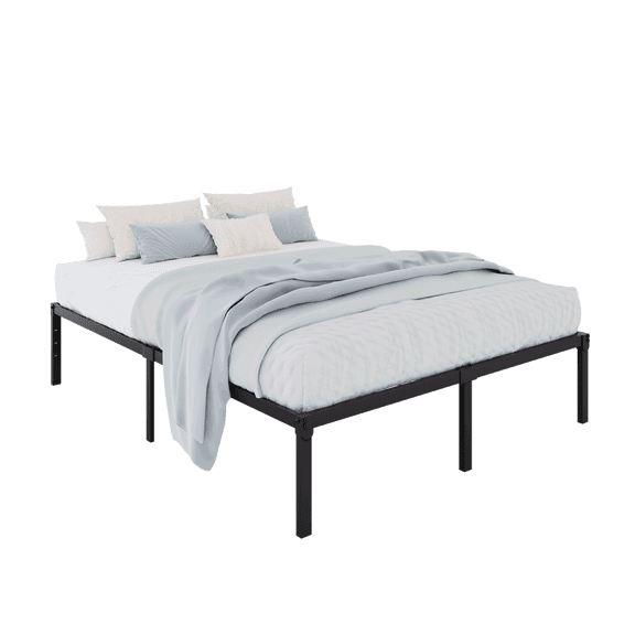 Einfach Full Bed Frame, Metal Platform Bed with 12.6'' Under-bed Storage Space, Heavy Duty, No Box Spring Needed, Black