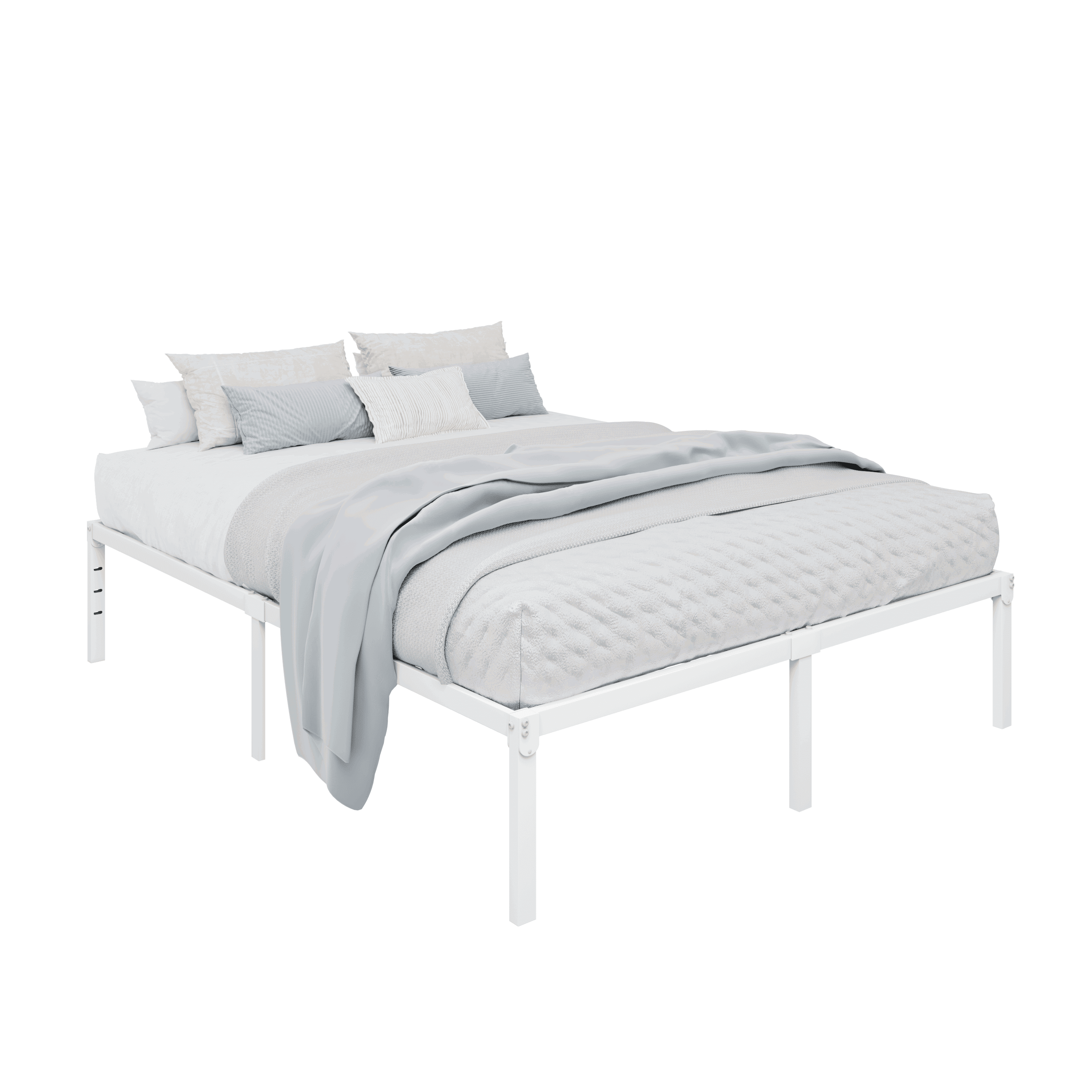 Einfach Full Bed Frame, Heavy Duty, No Box Spring Needed, White