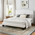 thumbnail image 1 of Einfach Full Bed Frame, Platform Bed Frame with Panel Upholstered Velvet Headboard, White, 1 of 7
